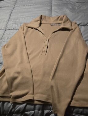 Womens Long Sleeve Polo Sweater in Beige